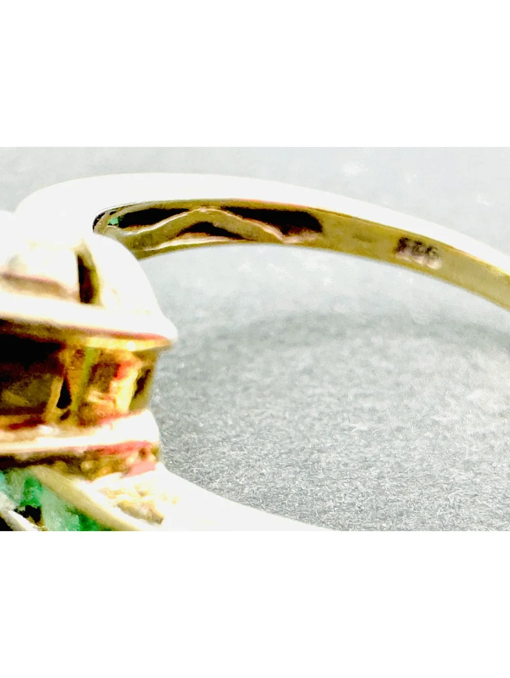 Gold plated sterling silver emerald ring; size 8 - Picture 7 of 8